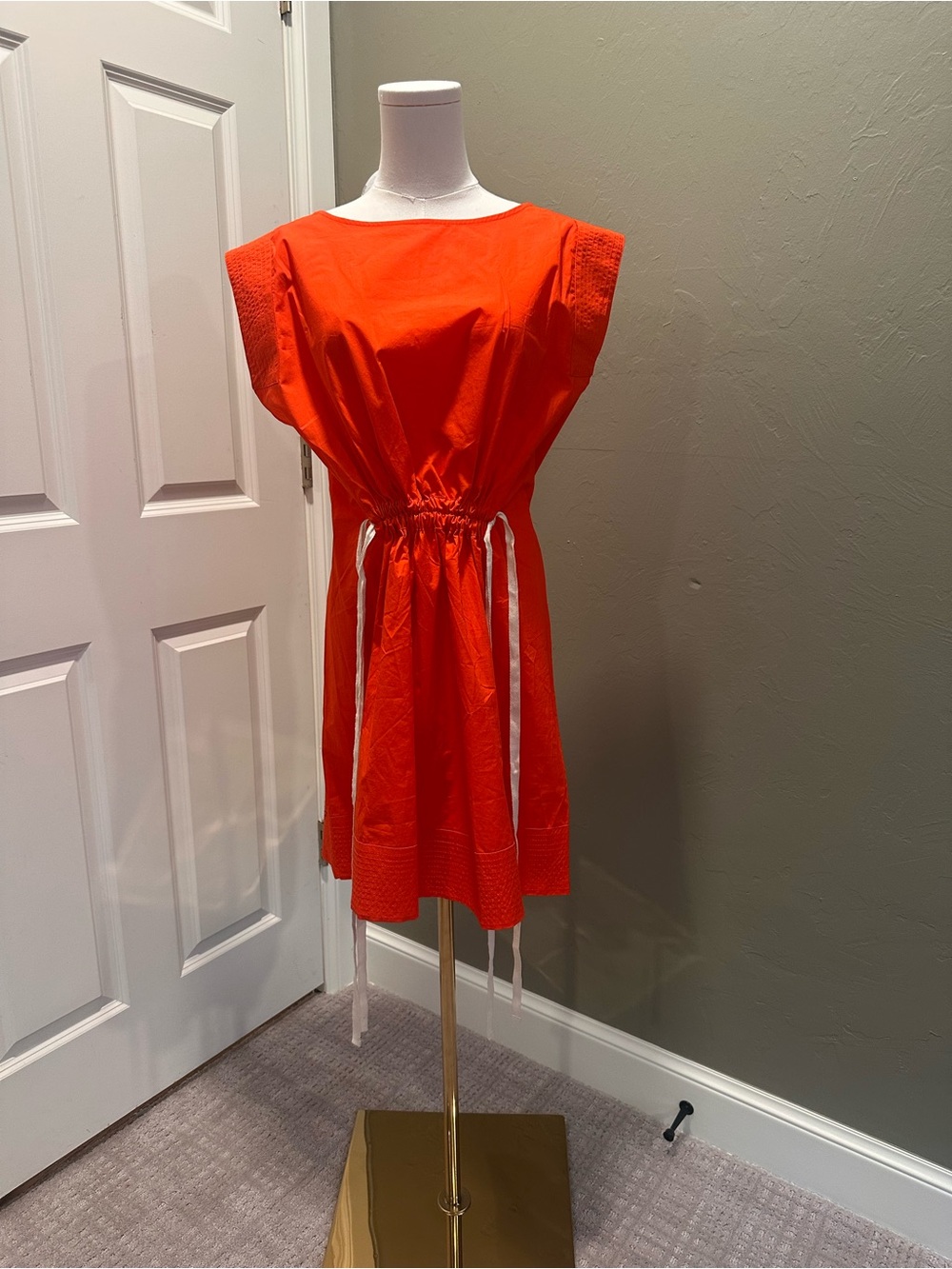 Banana Republic Bright Orange Drawstring Waist Mini Dress